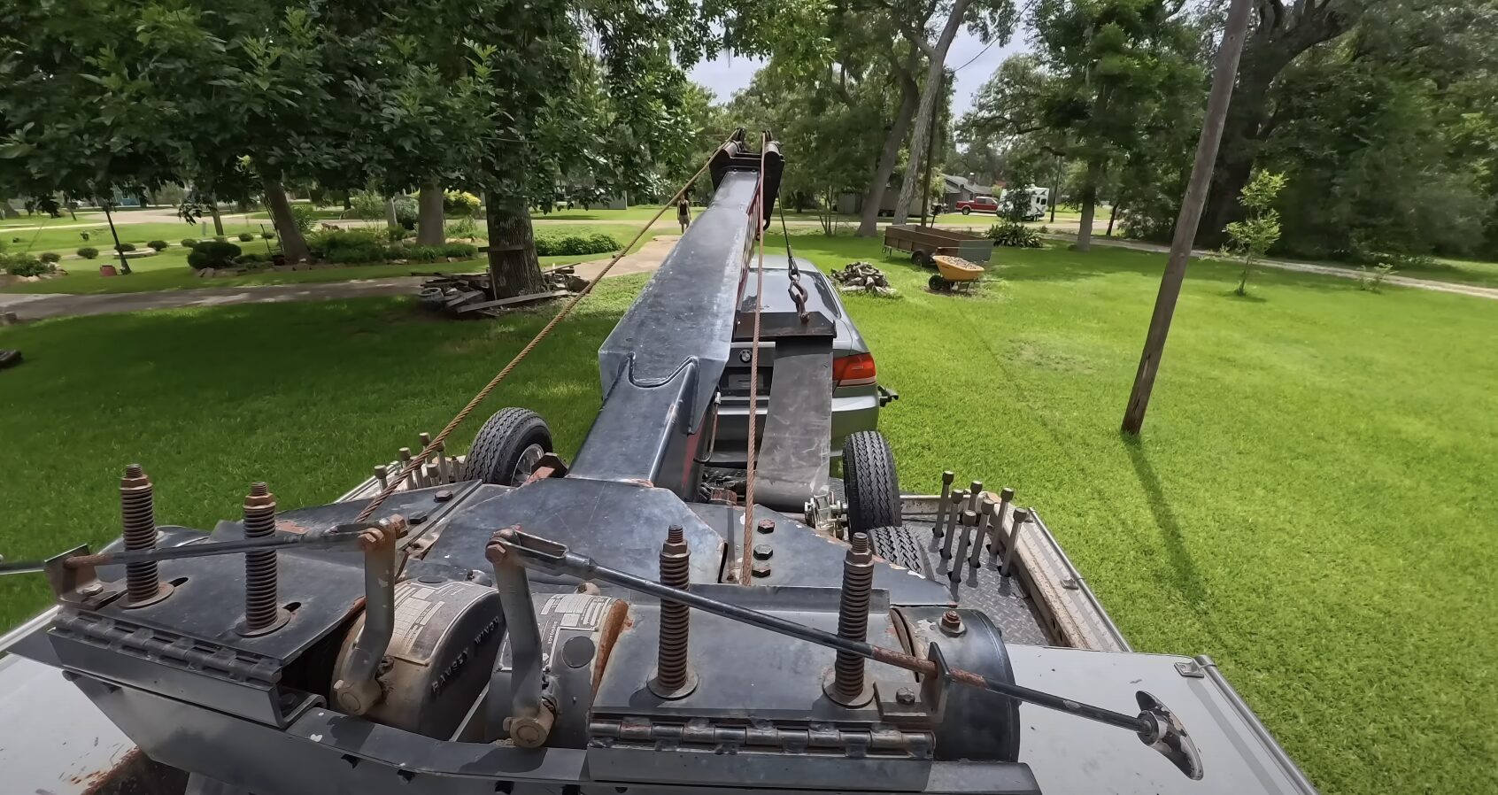 Professional towing equipment protecting vehicle during transport